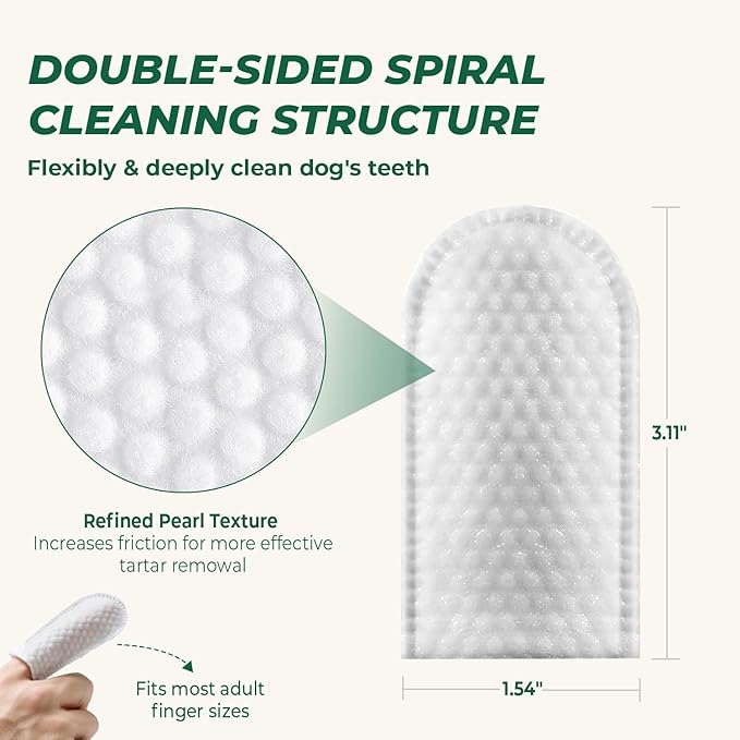 Pet Dental Finger Wipes for Dog & Cats, Remove Bad Breath by Removing Plaque and Tartar Buildup No-Rinse Dog Finger Toothbrush, Disposable Gentle Cleaning & Gum Care Pet Wipes, 50 Counts