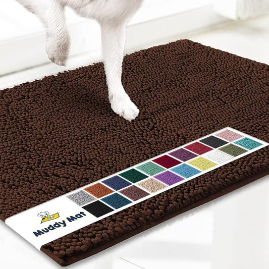 Muddy Mat® | Super Absorbent Door Mat Indoor, Microfiber Quick Dry Chenille Entryway Rug, Non-Slip Front Door Mat, Indoor Mats for Entryway, Machine Washable Pet Rug, Brown 30"x19"