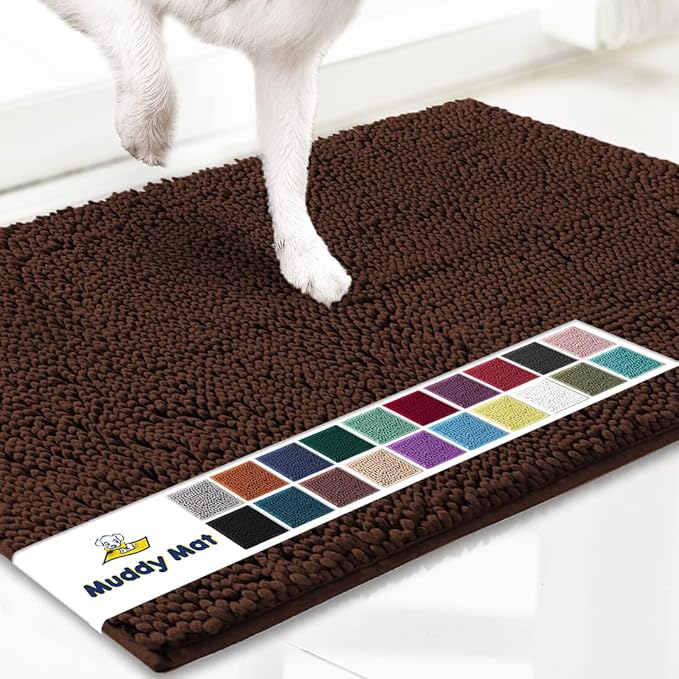 Muddy Mat® | Super Absorbent Door Mat Indoor, Microfiber Quick Dry Chenille Entryway Rug, Non-Slip Front Door Mat, Indoor Mats for Entryway, Machine Washable Pet Rug, Brown XXL 60"X48"