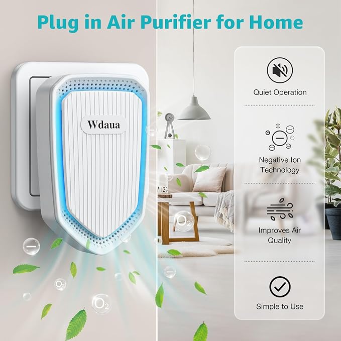 Air Purifier 4 Pack Plug In Negative Ion Air Purifiers Ionizer for Home, Bedroom, Office, Basement Kitchen Air Freshener Odor Reducer Pets Smoke Smell (4)