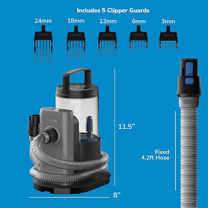 FURME Original Pet Grooming Vacuum Kit - Cat & Dog Grooming Kit for Easy Pet Care at Home, Quiet & Safe Dog Hair Remover Machine with Brush, Clipper, Shedding & Cleaner Tools & 2L Canister