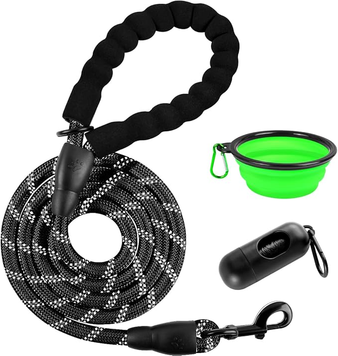 BARKBAY Dog Leashes for Large Dogs Heavy Duty Dog Leash 4/5/6 FT with Comfortable Padded Handle and Highly Reflective Threads for Medium Large Dogs Walking Training Running (6FT-1/2'',Black)