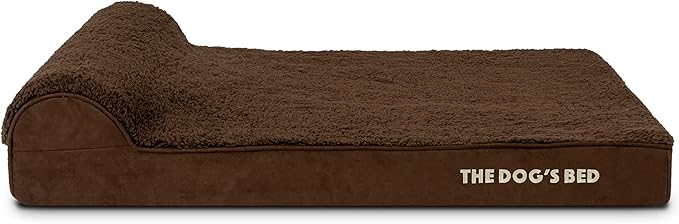 The Dog’s Bed Orthopedic Headrest Dog Bed Large Brown, Memory Foam, Pain Relief for Arthritis, Hip & Elbow Dysplasia, Post Surgery, Lameness, Waterproof Washable Cover