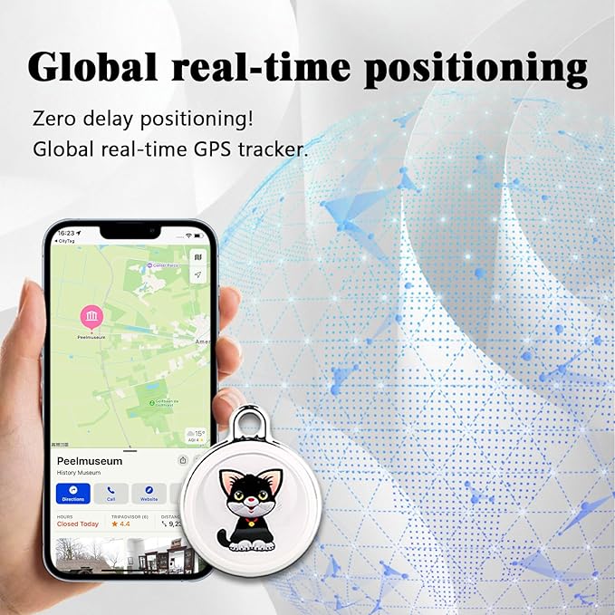 GPS Tracker for Dogs & Cats, No Subscription & No SIM Card, 365-Day Extra Long Battery Life, Real-Time Alerts & Historical Routes, Mini Waterproof Drop-Proof Pet Locator, Compatible with Android & iOS