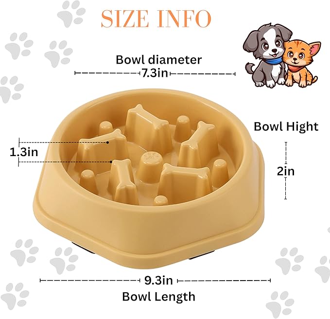 Slow Feeder Dog Food Bowl – Interactive Dog Food Dish for Breeds, Bowl Designed to Slow Eating, Promotes Healthy Digestion and Prevents Bloat, Ideal for Cats and Dogs
