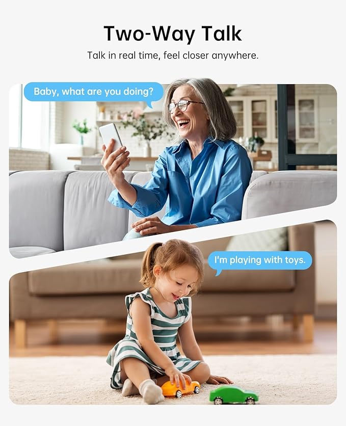 5MP Indoor Security Camera, 3K Pan-Tilt WiFi Surveillance Camera with AI Motion Detection, Human Tracking, Color Night Vision, 2-Way Audio, Bluetooth Setup, No Subscription, for Baby/Pet/Home