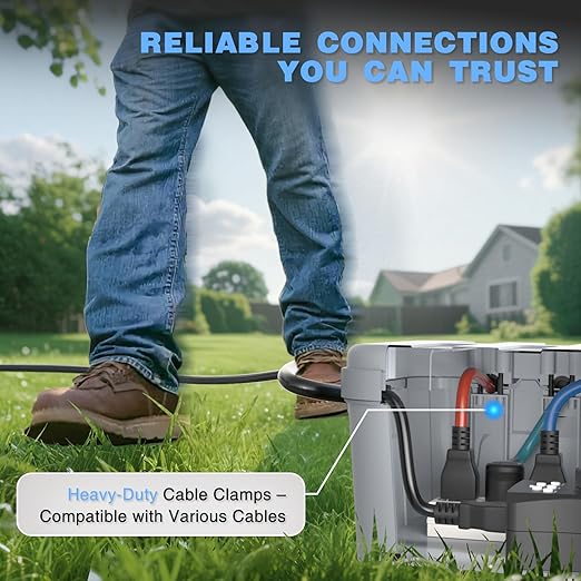 Flemoon Outdoor Electrical Box Waterproof, IP54 Waterproof Extension Cord Cover, Protect Outlet, Plug, Socket, Timer, Power Strip, Holiday Light, Large Weatherproof Connection Box, Light Grey