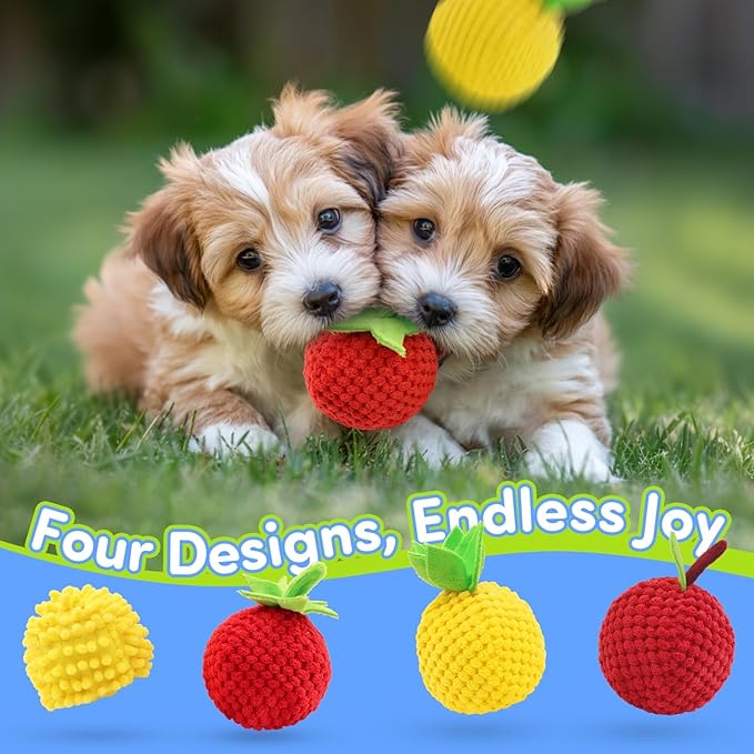 4 Pcs Interactive Dog Ball Toys Covers - Fruit-Shaped Cover Suitable for Our Interactive Dog Balls, Our Dogs Ball Exclusive Replacement Covers