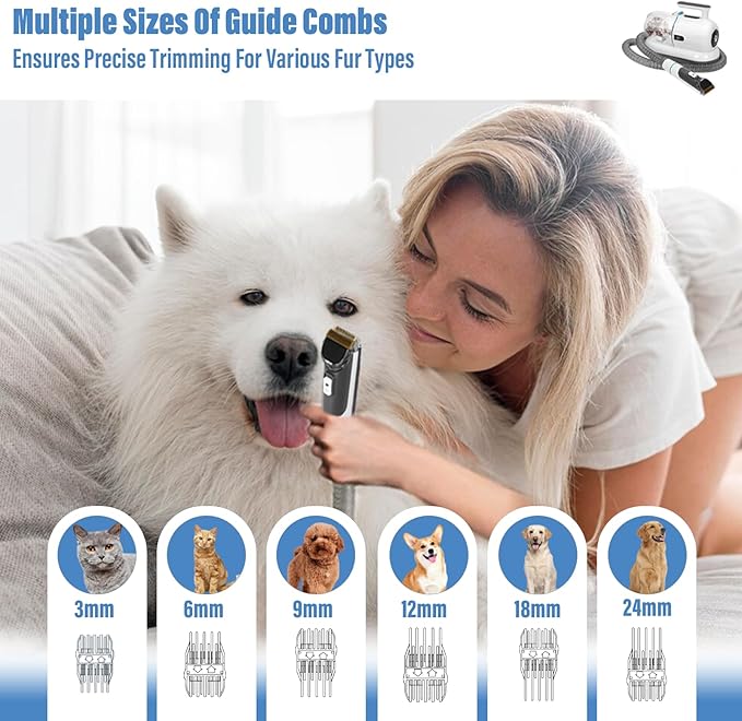 S7 Dog Grooming Vacuum Kit with Nail Grinder,1.5L Dust Cup,Dog Hair Vacuum for Shedding,Grooming Tools for Dogs,Home Cleaning