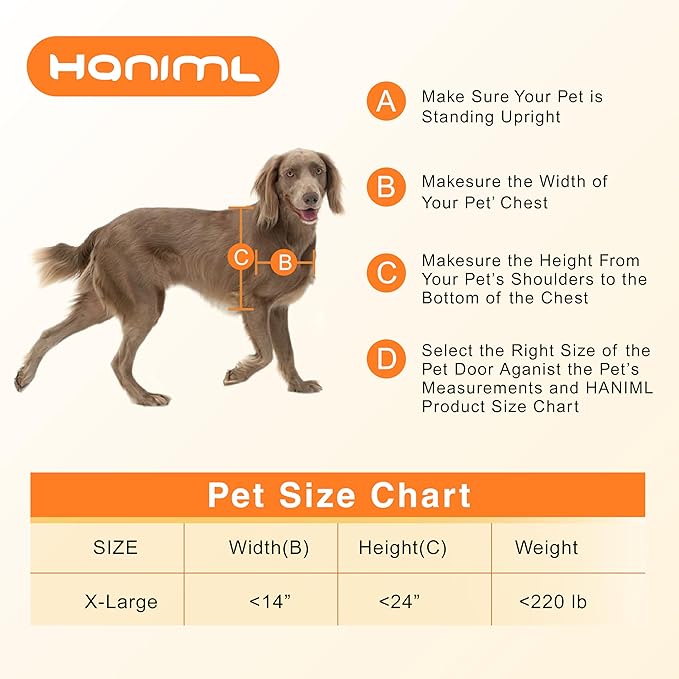 XL Dog Door for Exterior Doors, Heavy Duty Aluminum Doggy Door, Extreme Weather Doggie Door, Giant Dog Door for Large and Extra Large Dogs Up to 220 lbs, Dual Flap Insulated Dog Door, Lockable