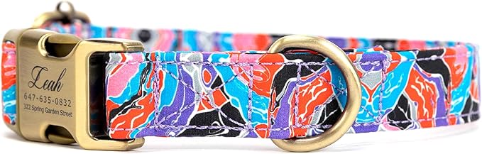 Personalized Dog Collar with Name and Phone Number Engraved,Adjustable Custom Puppy Collar,Organic Cotton Pet Collar for Small Medium Large Boy Girl Dogs