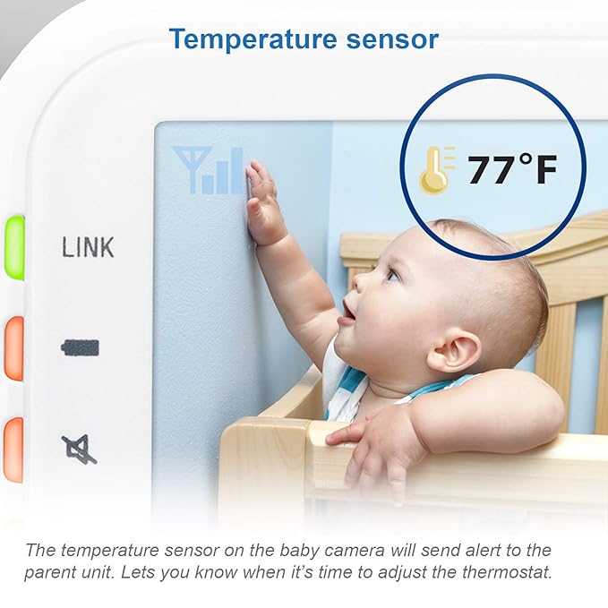 VTech VM3252 Video Baby Monitor with 1000ft Long Range, Auto Night Vision, 2.8” Screen, 2-Way Audio Talk, Temperature Sensor, Lullabies
