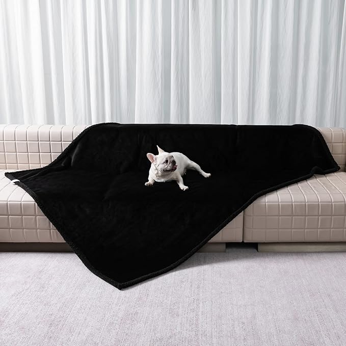 Waterproof Dog Blanket for Bed Covers Reversible Big Pet Puppy Blankets Leakproof Sofa Couch Washable Sherpa Fleece Covers Winter Cat for Warm-L-65x57in