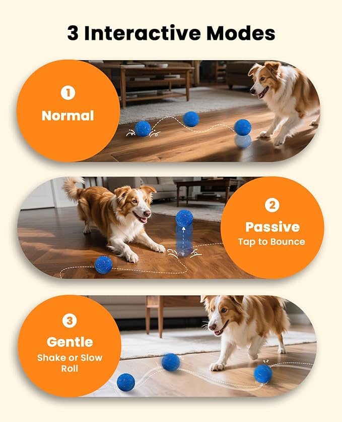 Smart Interactive Dog Balls, Automatic Moving Ball for Medium and Large Dogs, ETPU New Material, Motion Activated Rolling & Rotating Bouncy Toy for Dog Enrichment & Stimulation