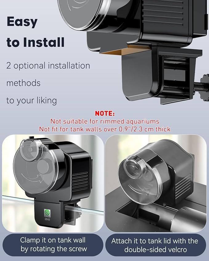 Pawfly Automatic Fish Feeder for Aquarium, Auto Vacation Timer for Tank 60 ml Adjustable Fish Food Dispenser for Pellets Strips, Battery Operated (Battery Not Included)