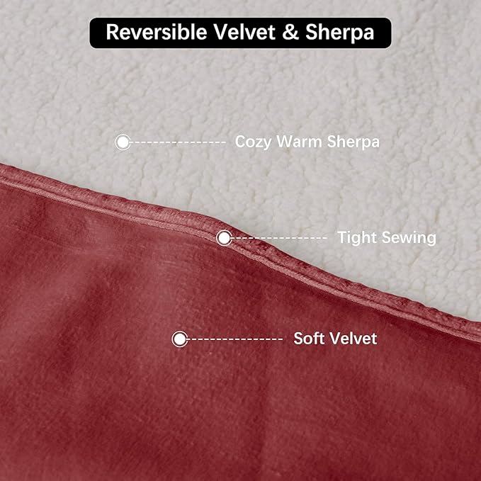 Waterproof Dog Blankets for Large Dogs, Washable Pet Blanket for Indoor Cats, Plush Sherpa Puppy Throw Furniture Protector for Bed Couch Sofa(40"x50",L,Burgundy Red)
