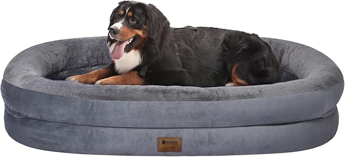 Orthopedic Washable Large Dog Bed: Cooling Dog Bed with Bolsters - Jumbo Bed Waterproof Removable Cover Non-Slip Pet Bed for Jumbo Large Sized - Dark Gray