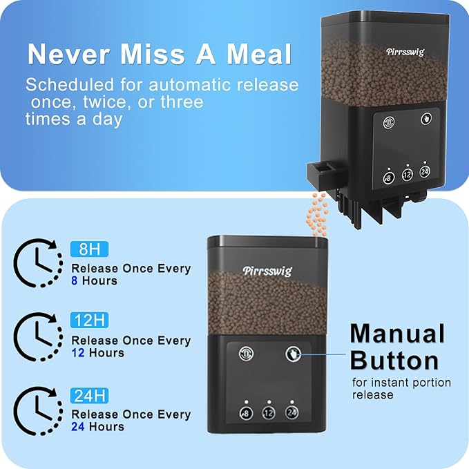 Automatic Fish Feeder for Aquarium - 320ml Unique Mechanical Design Food Dispenser with Timer, Moisture-Proof & Precision Feeding | Stable Auto Feeder for Vacation Fish Tank, Battery Included