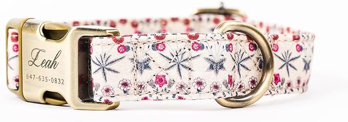 Personalized Dog Collar with Name and Phone Number Engraved,Adjustable Custom Puppy Collar,Organic Cotton Pet Collar for Small Medium Large Boy Girl Dogs