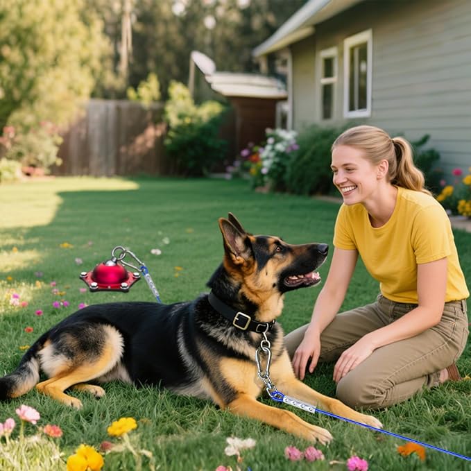 Dog Tie Out Cable and Stake for Yard,(up to 200lbs) 15ft Heavy Duty Cable,360° Swivel Dog Run Anchors- No Tangle,Ideal for Outdoor Camping
