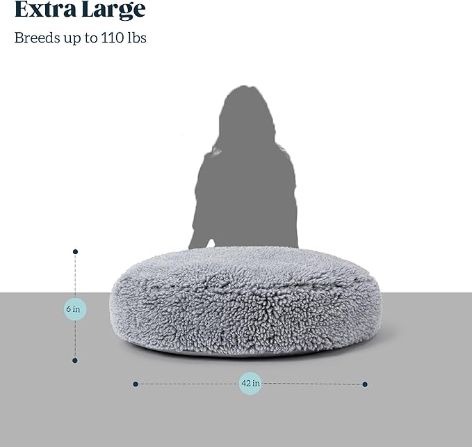 Stoutwool Indestructible Dog Bed - Round Chew Proof Dog Pad - Fluffy Pillow Bed for Aggressive Chewers - Durable - Washable - Ideal for Extra Large Breeds - 42", Charcoal