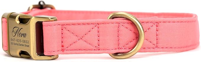 Personalized Dog Collar with Name and Phone Number Engraved,Adjustable Custom Puppy Collar,Organic Cotton Pet Collar for Small Medium Large Boy Girl Dogs