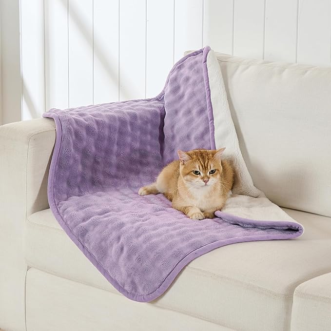 Waterproof Blanket for Bed Couch Sofa Car, Soft Leakproof Dog Blanket with 3D Bubble Pattern, Reversible Water Proof Pet Blankets for Dogs Cats Puppies (30"x40", Dusty Purple)