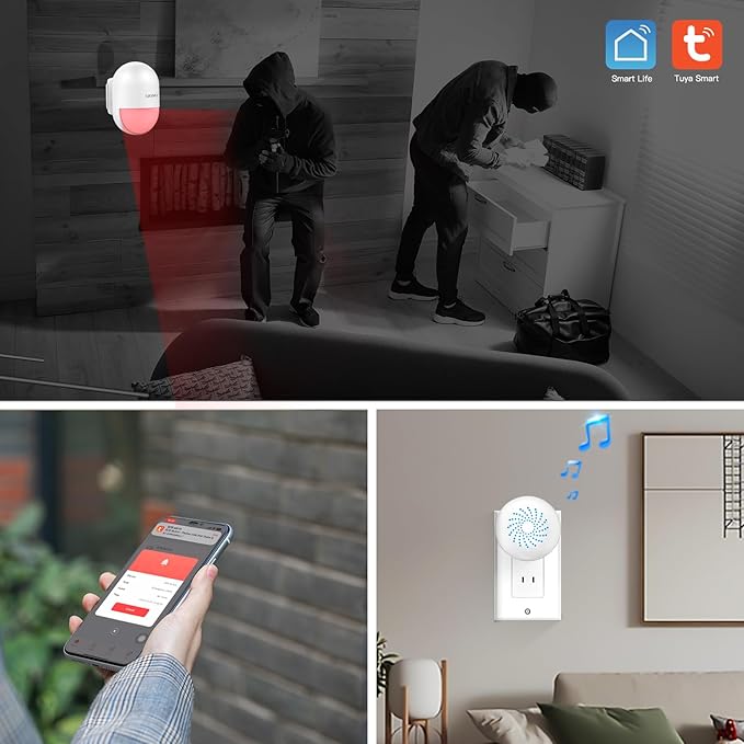 SINGCALL Wireless Motion Sensor Alarm Driveway Alarm Indoor Smart Motion Sensor Detector 2.4G WiFi Wireless System Home Security Alert Bell