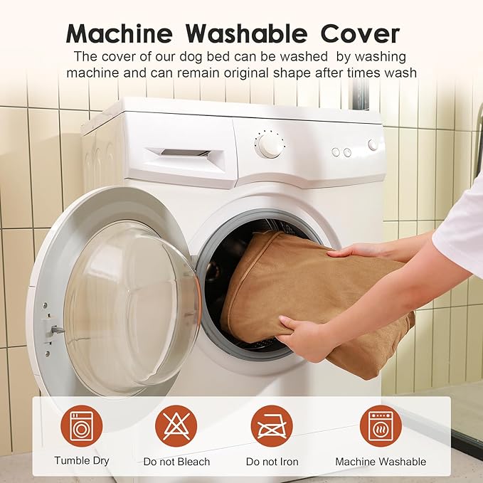 Orthopedic Dog Bed for Large Dogs, 44"x32"x6" Memory Foam Pet Bed with Washable Microsuede Cover, TPU Waterproof Liner & Nonskid Bottom, for Indoor, Outdoor, Crate ＆ Car Use, Khaki