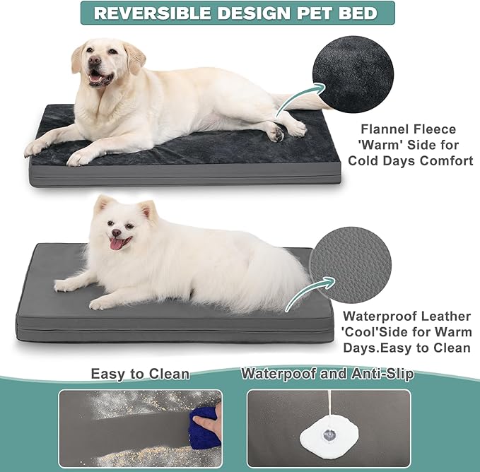 Vonabem Waterproof Small Dog Bed Crate Pad, 24 inch, Washable, Orthopedic, Anti-Slip Bottom, Cat Bed Kennel Pad, Dark Gray