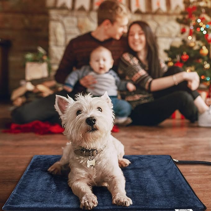 Toozey Pet Heating Pad, 6 Adjustable Temperature Heated Cat Bed with Timer, Waterproof Electric Heated Mat for Dogs and Cats, Chew Resistant Cord, Safe Indoor Use, 18x16in