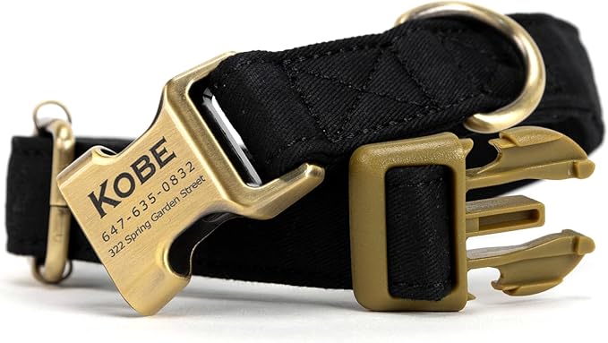 Personalized Dog Collar with Name and Phone Number Engraved,Adjustable Custom Puppy Collar,Organic Cotton Pet Collar for Small Medium Large Boy Girl Dogs