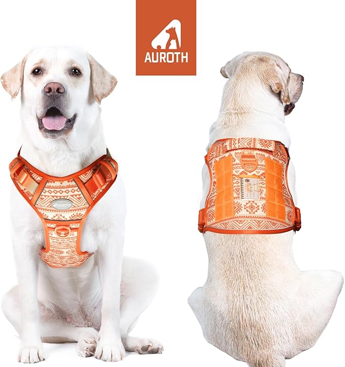 AUROTH Tactical Dog Harness for Large Dogs No Pull Adjustable Pet Harness Reflective K27 Working Training Easy Control Pet Vest Military Service Dog Harnesses