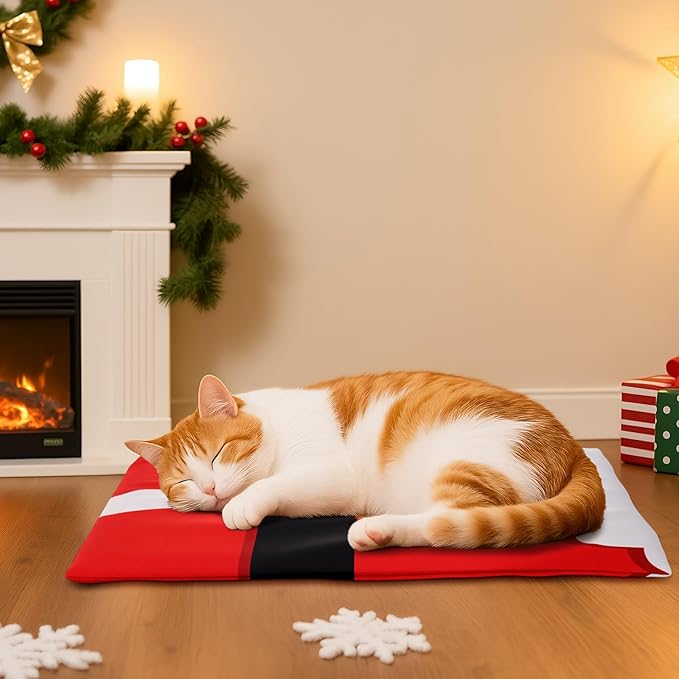 Tuanse Christmas Pets Heating Pad for Cats Dog 12 Level Adjustable Temperature Electric Heated Pad with Timer Waterproof Cat Heated Bed with Chew Resistant Cord for Pet Dog Puppy(17.7 x 17.7 Inch)