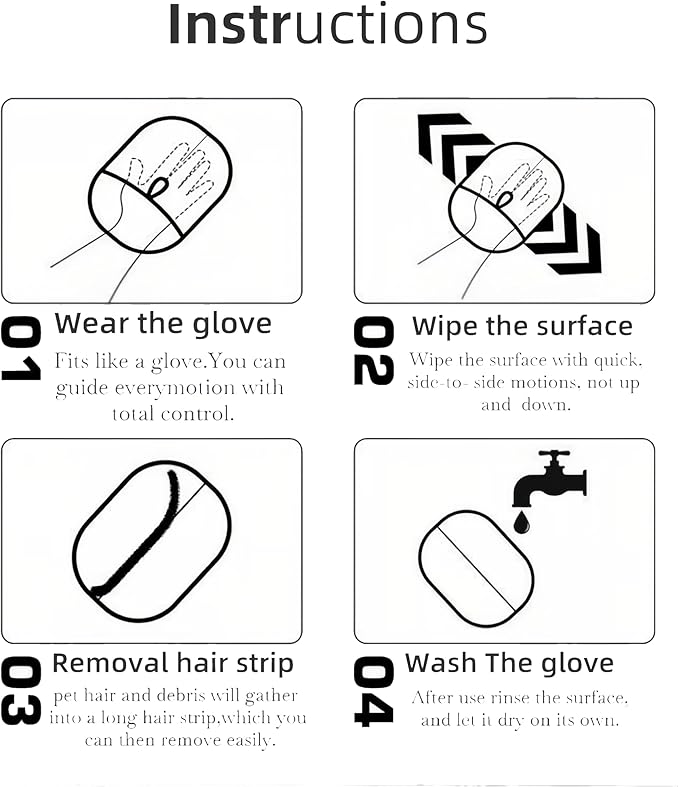 Pet Hair Removal Glove, Reusable Washable Deshedding Grooming Glove for Dogs & Cats, Electrostatic Lint Free Fur Remover Mitt for Furniture, Car Seats, Couch, Carpet, Bedding