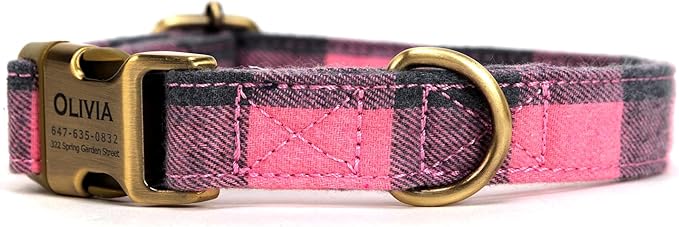 Personalized Dog Collar with Name and Phone Number Engraved,Adjustable Custom Puppy Collar,Organic Cotton Pet Collar for Small Medium Large Boy Girl Dogs