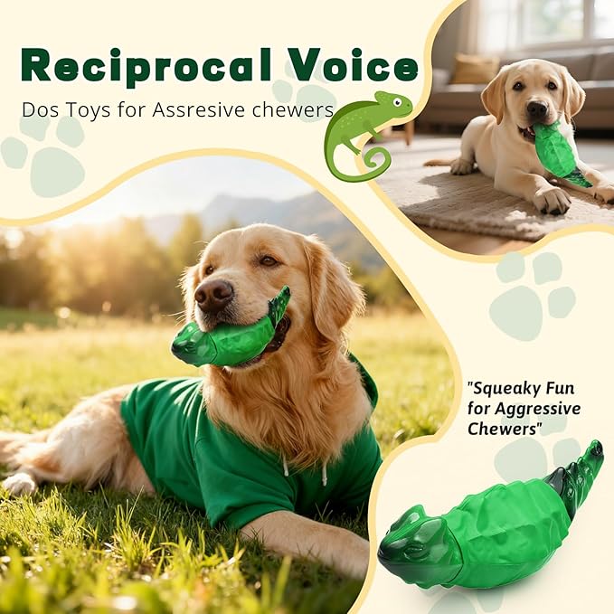 Dog Chew Toys for Aggressive Chewers, Indestructible Lizard Shape Tough Dog Toy with Natural Scents, Durable Chew Bones to Keep Large Dogs Busy, for Super Chewers 20-80Lbs - Bacon