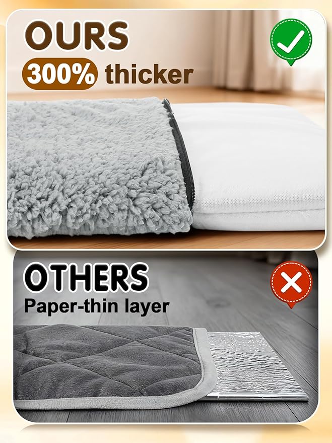 Alphatool 1.6'' Thick Self-Warming Cat Bed - Pet Safe & Non-Electric, Washable Pet Heating Pads, Heated Mat for Indoor & Outdoor Cats, Small Dogs, 15.7 x 23.6in