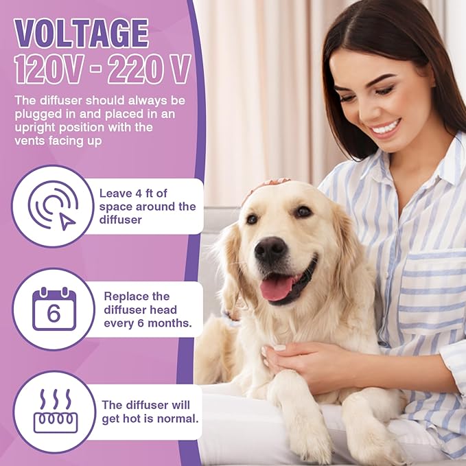 Dog Pheromones Calming Diffuser 3 in 1 Advanced Kit Appeasing Pheromone Diffuser to Calm Pet (1 Plug in+2x48ml Refill) for Anxiety Relieve Relief Reduce Aggression Fighting Stress (Tasteless)