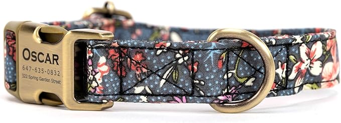 Personalized Dog Collar with Name Engraved Quick Release Metal Buckle Custom Pet Puppy Collar