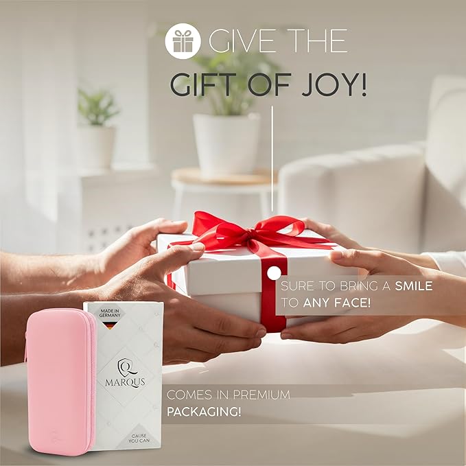 Manicure Set Solingen Made in Germany - 7 Piece Exclusive Finger & Toe Nail Clippers Kit for Women and Men in Real Leather Case, Color Rosa