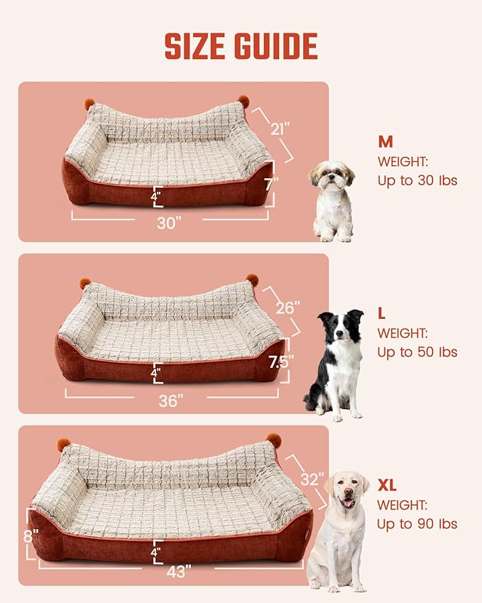 Orthopedic Dog Bed for Medium Dogs,Waterproof Supportive Egg Crate Foam Medium Dog Couch, Pet Bed with with Removable Bolsters, Washable Cover Non-Slip Bottom, (30''×21''×7'')
