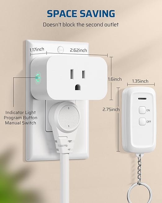 DEWENWILS Remote Control Outlet, Indoor Remote Outlet with 2 Remotes, 100FT Range, 15A/1875W, Remote Outlet Switch for Christmas Lights/Trees, Floor Lamp, Bedside Lamp,Christmas Decor