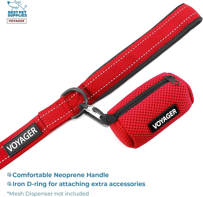 Voyager Step-in Air All Weather Mesh Harness and Reflective Dog 5 ft Leash Combo with Neoprene Handle, for Small, Medium and Large Breed Puppies by Best Pet Supplies - Leash Harness (Red), S