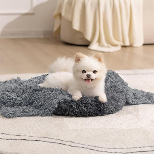 gogobunny Waterproof Dog Blanket for Large Dogs, Cats, Puppy, Reversible Faux Fur Pet Throw Blanket, Washable, Calming Furniture Protection for Sofa Bed (25x35 Inch (Pack of 1), Light Grey)