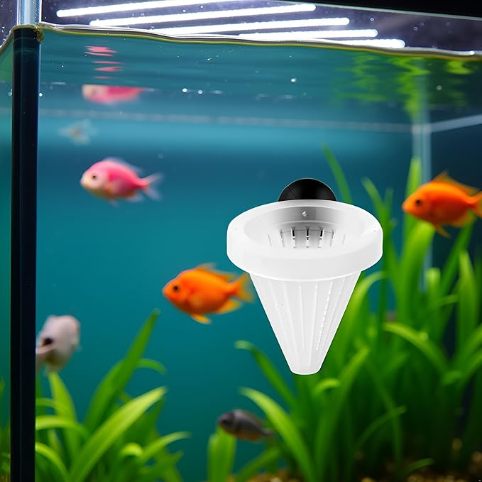 2Pcs White Cone Shape Aquarium Red Worm Fish Feeder with Suction 7cm Height Professional, Automatic Feeders, Fish and Aquatic Pets