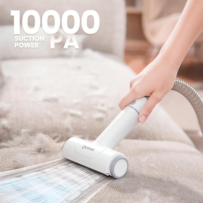 Pecute Dog Grooming Vacuum & Dryer, 7-in-1 Pet Grooming Kit with Clipper, 10000Pa Dog Vacuum for Shedding Grooming, Adjustable Speed & Temp, 55dB Low Noise,1.7L Dust Cup