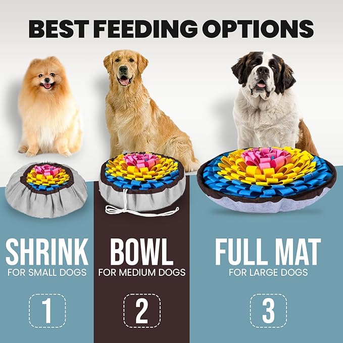 PET ARENA Snuffle Mat for Dogs - Adjustable Interactive Puzzle Toy for Large & Small Breed Slow Feeder for Mental Stimulation & Stress Relief Encourages Natural Foraging Ideal for Indoor & Outdoor Use