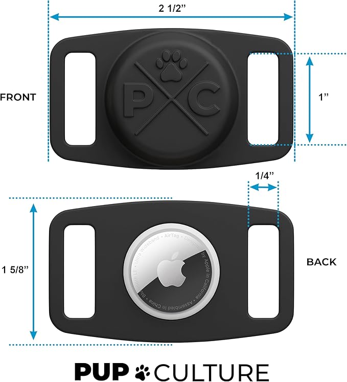 Pup Culture AirTag Dog Collar | Durable & Protective Dog AirTag Holder - Track Your Pet Using Apple AirTag Technology - Dog Collar AirTag Holder -for Dogs and Cats