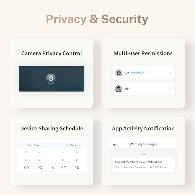 Enabot EBO ROLA Mini FamilyBot 2K Pet Camera Robot: Movable Indoor Camera Battery-Powered with Phone App, One-Touch Call, 2-Way Talk, Night Vision, Motion Detection, Video Recording